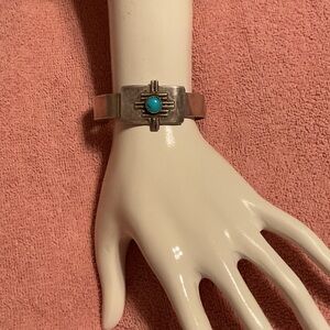 Sterling Silver Cuff Bracelet with Turquoise Accent